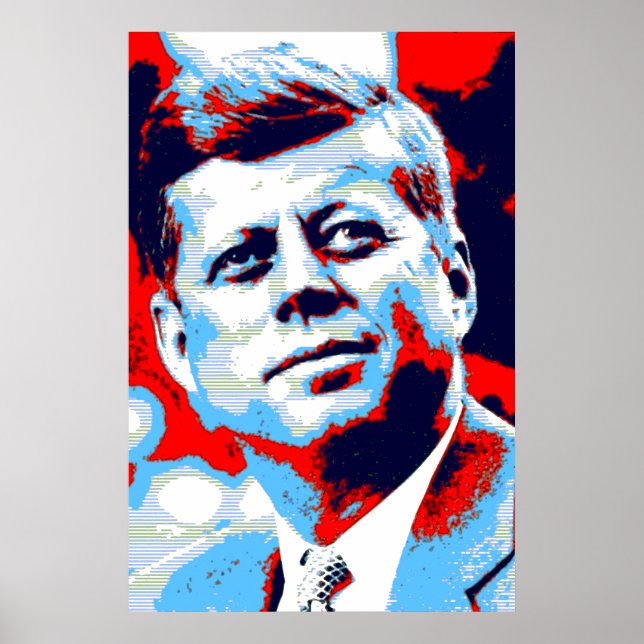 Red Blue Pop Art JFK John F. Kennedy Poster (Vorne)