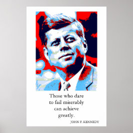 Red Blue Pop Art JFK John F. Kennedy Quote erreich Poster