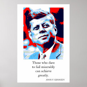 Red Blue Pop Art JFK John F. Kennedy Quote erreich Poster