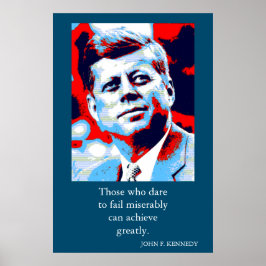 Red Blue Pop Art JFK John F. Kennedy Quote erreich Poster