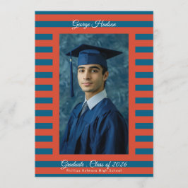 Red & Blue Preppy High School Photo Graduate Ankündigung