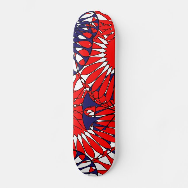 Red Blue Retro Muster Skateboard (Vorderseite)
