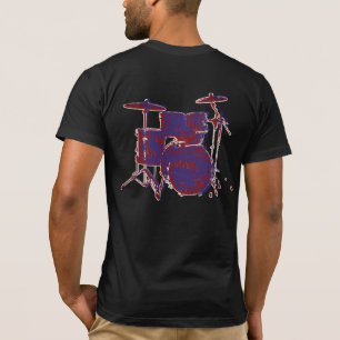 Red & Blue Rock Drums auf Black T-Shirt
