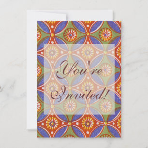Red Blue Rustic farbenfroher Kreis Ägypten Kunstmu Einladung