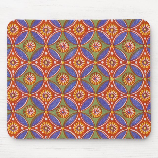Red Blue Rustic farbenfroher Kreis Ägypten Kunstmu Mousepad (Vorne)