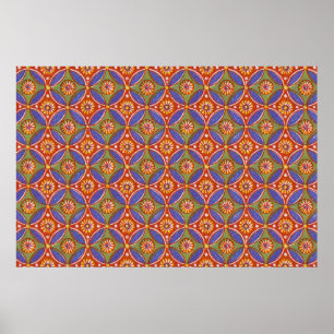 Red Blue Rustic farbenfroher Kreis Ägypten Kunstmu Poster