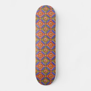 Red Blue Rustic farbenfroher Kreis Ägypten Kunstmu Skateboard