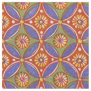 Red Blue Rustic farbenfroher Kreis Ägypten Kunstmu Stoff