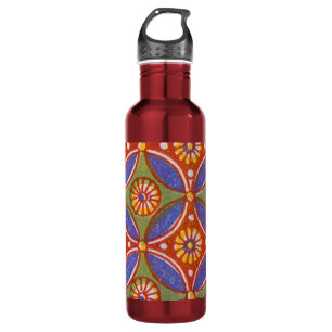 Red Blue Rustic farbenfroher Kreis Ägypten Kunstmu Trinkflasche