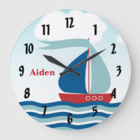 Red & Blue Sailboat auf Water Waves, Personalisier