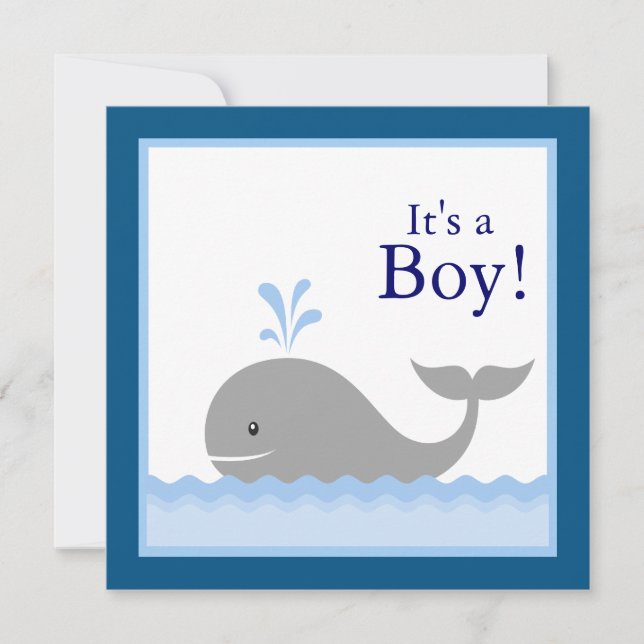 Red Blue Sailboat Whale Baby Boy Dusche Einladung (Vorderseite)
