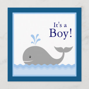Red Blue Sailboat Whale Baby Boy Dusche Einladung