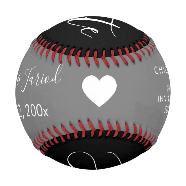 Red Blue Script Heart Speichern Sie die Daten   Baseball (Rückseite)