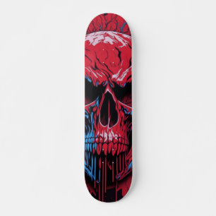 Red & Blue Skull - Numb Skulls Design #3 Skateboard