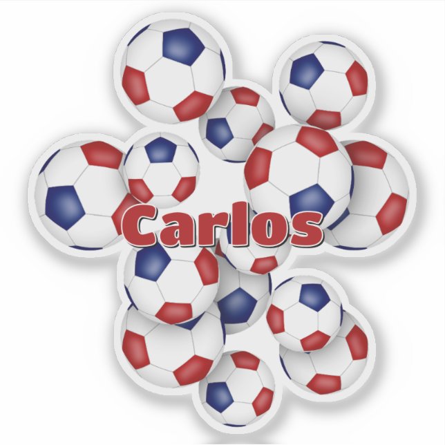 red blue soccer balls sticker w athlete name (Vorderseite)