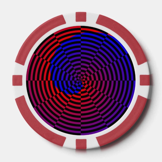 Red & Blue Spiral von Kenneth Yoncich Pokerchips (Vorderseite)