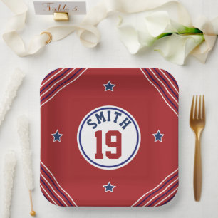 Red & Blue Sports Themenpapier Plakat Pappteller