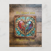 Red & Blue Stached Glass Heart Steampunk Serie