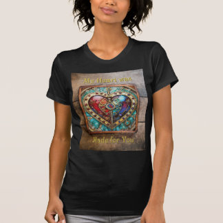 Red & Blue Stached Glass Heart Steampunk Serie T-Shirt