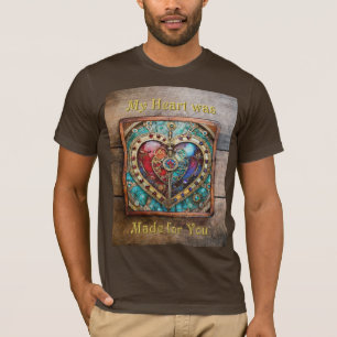 Red & Blue Stached Glass Heart Steampunk Serie T-Shirt