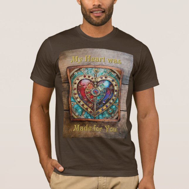 Red & Blue Stached Glass Heart Steampunk Serie T-Shirt (Vorderseite)