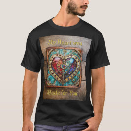 Red & Blue Stached Glass Heart Steampunk Serie T-Shirt