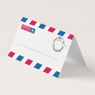Red Blue Stripes Airmail Hochzeiten Platzkarten