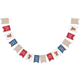 Red Blue Stripes Doggy Party Wimpelkette