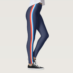 Red Blue Stripes Simple Stylish Navy Blue Leggings