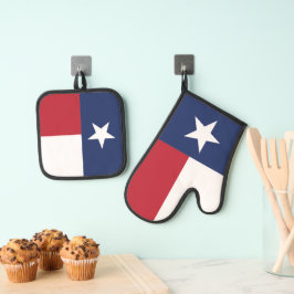 Red & Blue Texas State Flag Ofenhandschuh & Topflappen-Set
