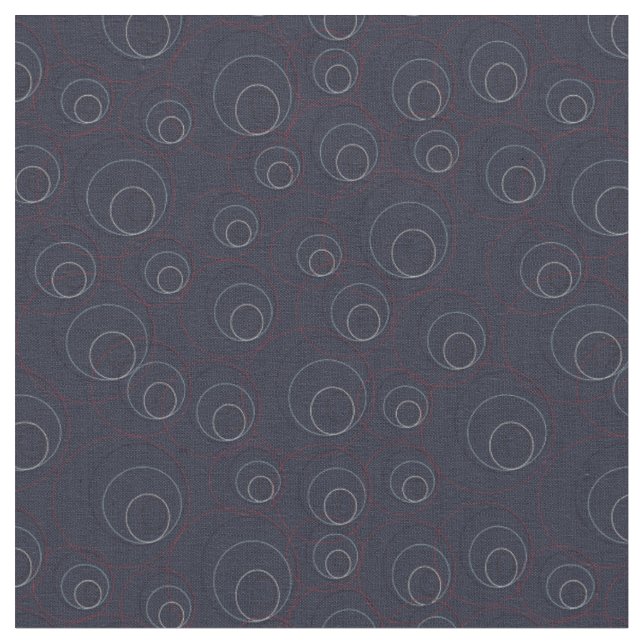 Red Blue und Beige Overlay Circles auf Dunkelblau Stoff (Nahaufnahme)