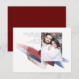 Red Blue und Gold Modernes Save the Date Foto