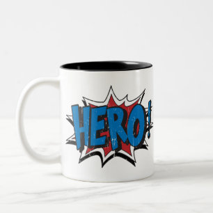 Red & Blue Vintag Hero Graphic Super Heroes Cli Zweifarbige Tasse