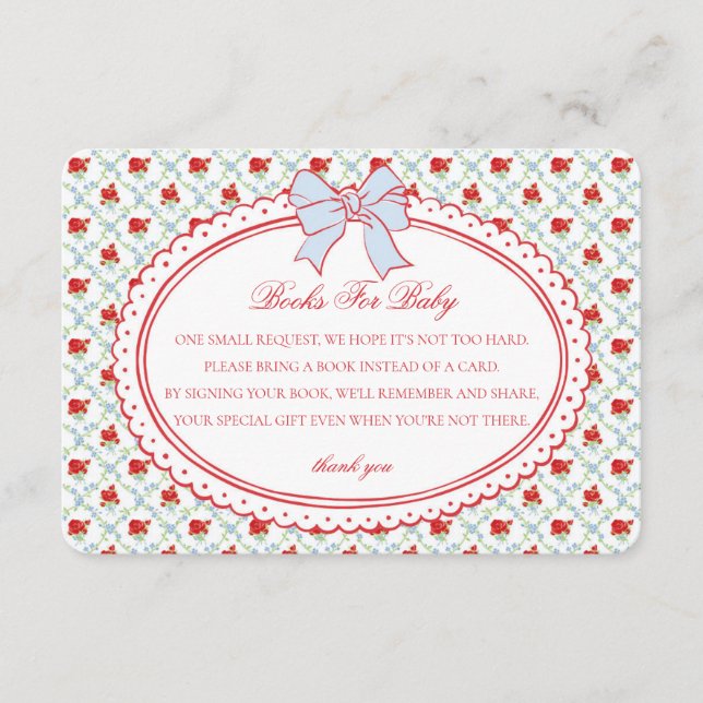 Red & Blue Vintage Floral Books for Baby Insert (Vorderseite)