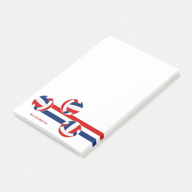 Red Blue Volleyballs Sondername des Athleten Post-it Klebezettel (angewinkelt)