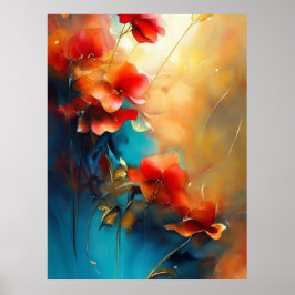 Red Blue White Aquamarin Creme Blume Schöne Poster