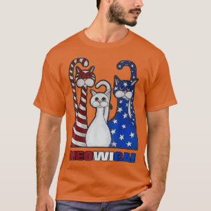 Red Blue White Cat American Flag Patriotic Plus T-Shirt