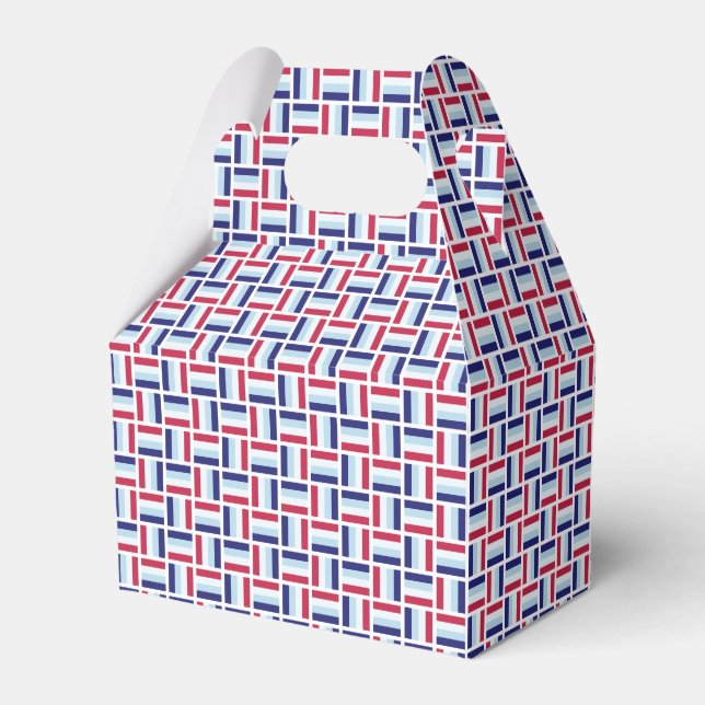Red Blue White Modern Pattern Geschenkschachtel (Vorderseite)