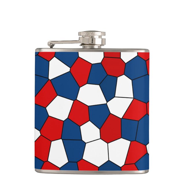 Red Blue White Pattern Flachmann (Vorderseite)