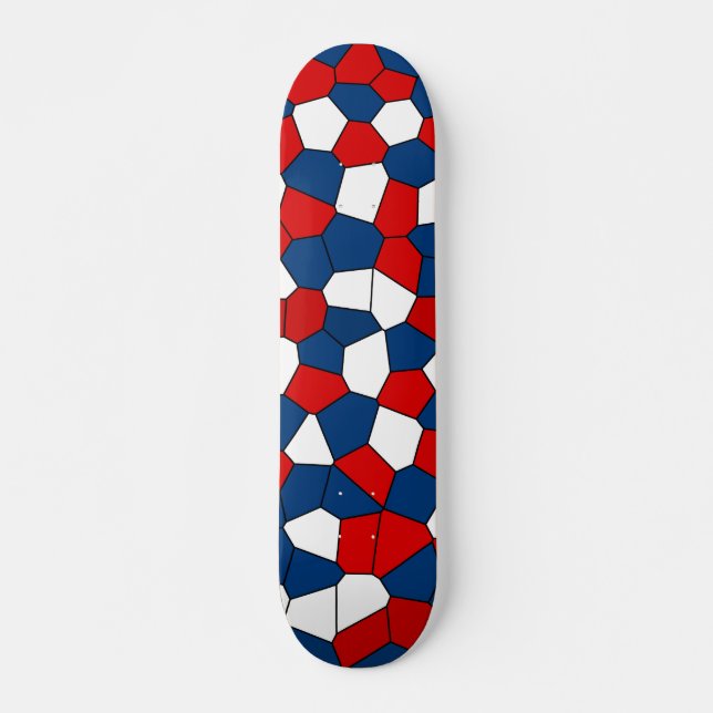 Red Blue White Pattern Skateboard (Vorne)