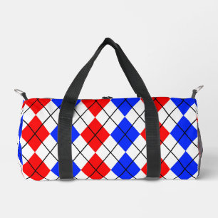Red Blue White Raute Diamond Muster Design Duffle Bag