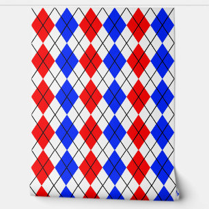 Red Blue White Raute Diamond Muster Design Tapete