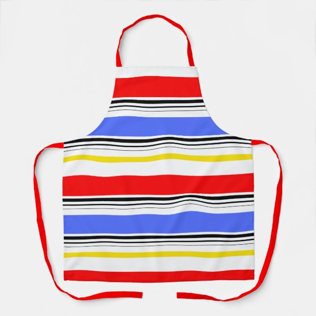 Red Blue White Stripes Design Schürze (Vorderseite)