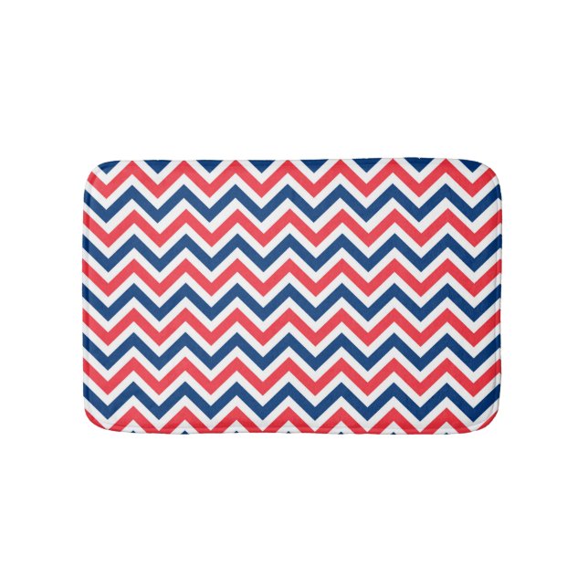 Red Blue White Zig Zag Lines Geometric Baseball Badematte (Vorderseite)