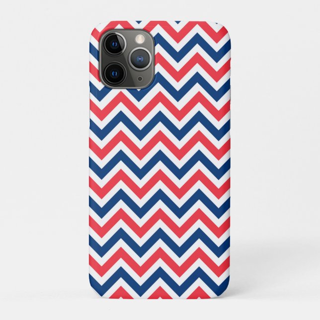 Red Blue White Zig Zag Lines Geometric Baseball Case-Mate iPhone Hülle (Rückseite)