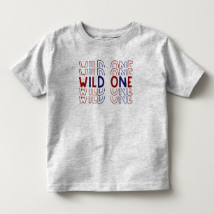 Red Blue Wild One Text Kleinkind T-shirt