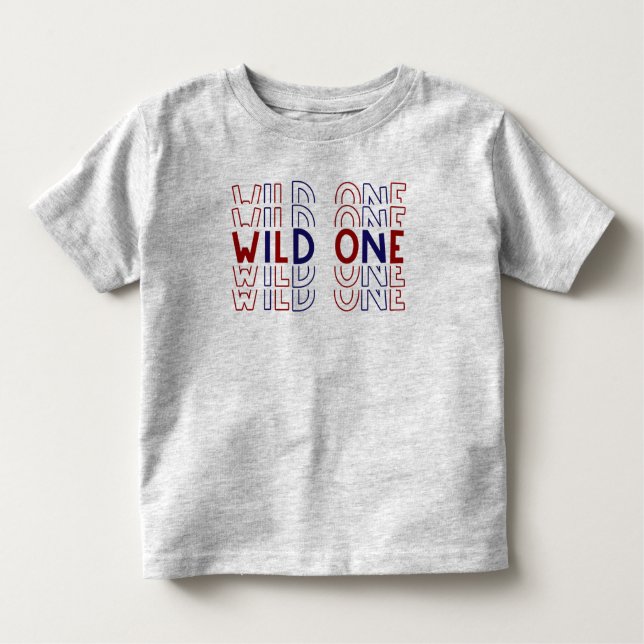 Red Blue Wild One Text Kleinkind T-shirt (Vorderseite)