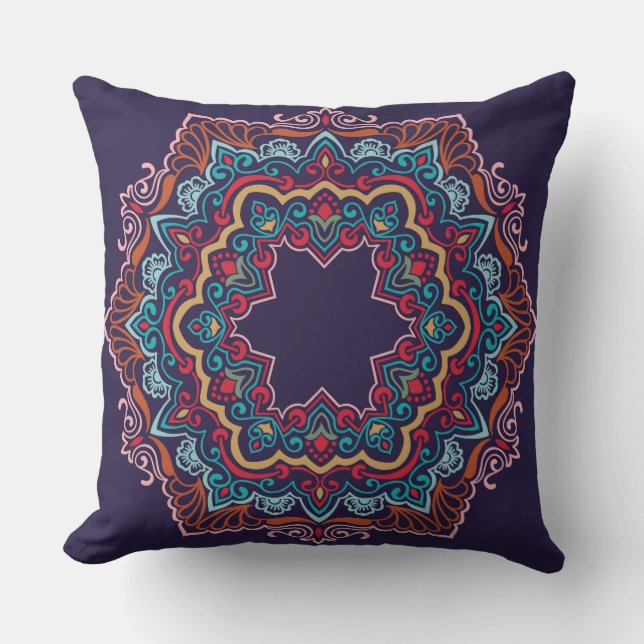 Red Blue Yellow Mandala Dekorative Kissen (Vorderseite)