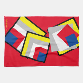 Red Blue Yellow White Gray Black Geometric Black Geschirrtuch