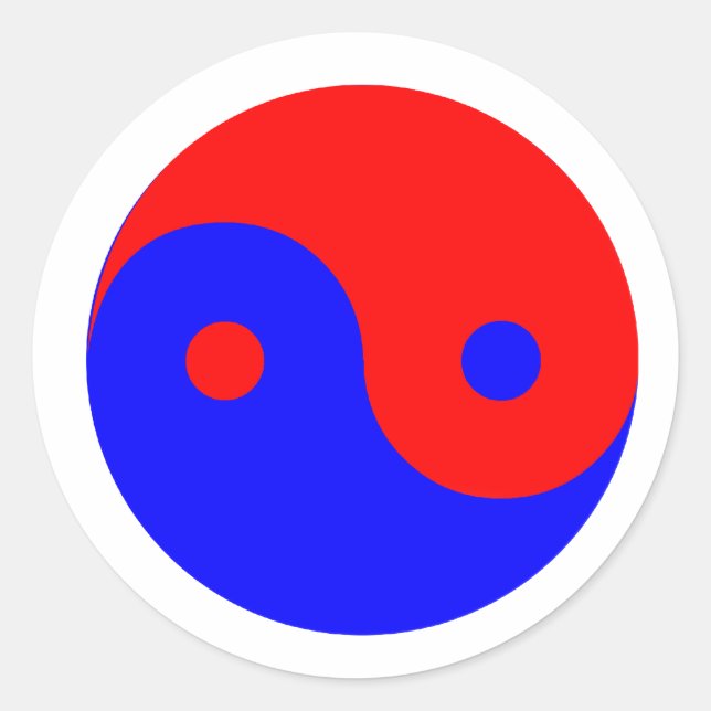 Red Blue Yin Yang Runder Aufkleber (Vorderseite)